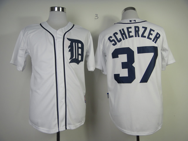 Men Detroit Tigers #37 Scherzer White MLB Jerseys